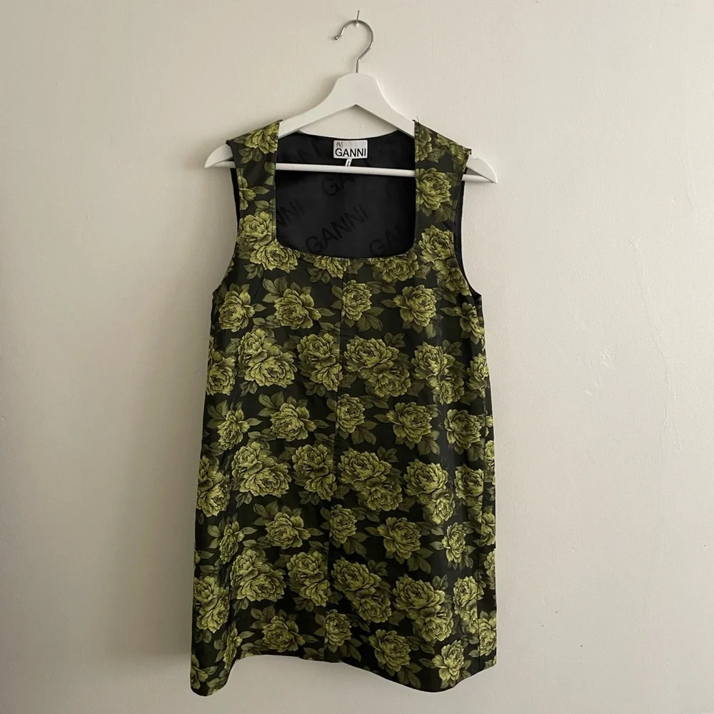 GANNI Flower Jacquard Suiting Mini Dress - Picture 3 of 9